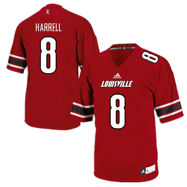 Men #8 Tyler Harrell Louisville Cardinals College Football Jerseys Sale-Red - Click Image to Close